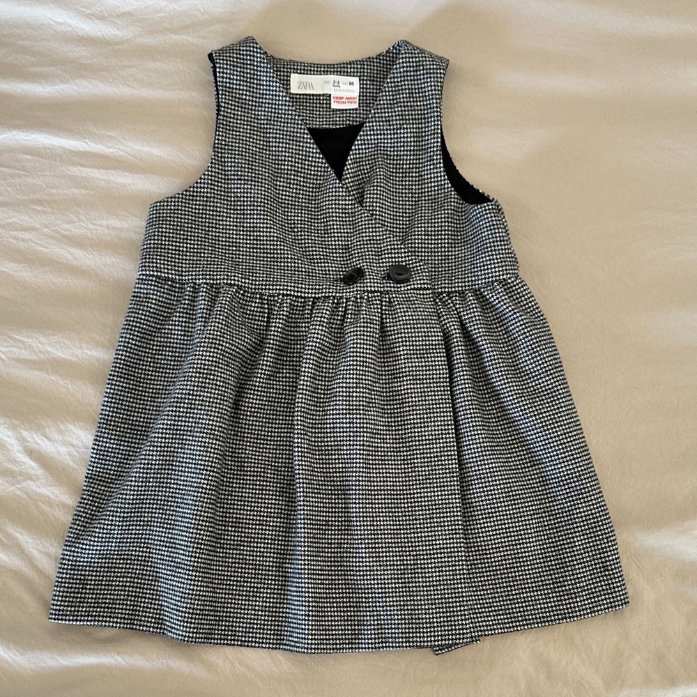 Zara Kids Black and White Checkered Dress 2-3 years